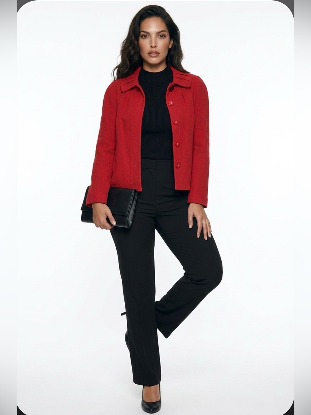 NWT Magaschoni Collection Red Pleated Peter Pan Collar Swing Jacket size 10